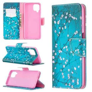 For Samsung Galaxy M32 Colored Drawing Pattern Horizontal Flip Leather Case with Holder & Card Slots & Wallet(Plum Blossom)