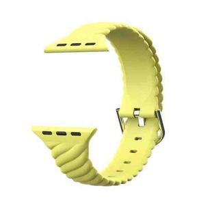 Solid Color Twist Silicone Watch Band For Apple Watch Series 9&8&7 41mm / SE 3&SE 2&6&SE&5&4 40mm / 3&2&1 38mm(Yellow)