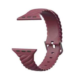 Solid Color Twist Silicone Watch Band For Apple Watch Ultra 49mm&Watch Ultra 2 49mm / Series 9&8&7 45mm / SE 3&SE 2&6&SE&5&4 44mm / 3&2&1 42mm(Wine Red)