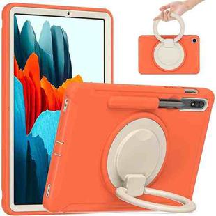 For Samsung Galaxy Tab S8 / Galaxy Tab S7 870 Shockproof TPU + PC Protective Case with 360 Degree Rotation Foldable Handle Grip Holder & Pen Slot(Living Coral)