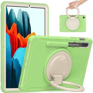 For Samsung Galaxy Tab S8 / Galaxy Tab S7 870 Shockproof TPU + PC Protective Case with 360 Degree Rotation Foldable Handle Grip Holder & Pen Slot(Matcha Green)