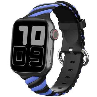Two-color Twist Silicone Watch Band For Apple Watch Series 8&7 41mm / SE 2&6&SE&5&4 40mm / 3&2&1 38mm(Blue Black)