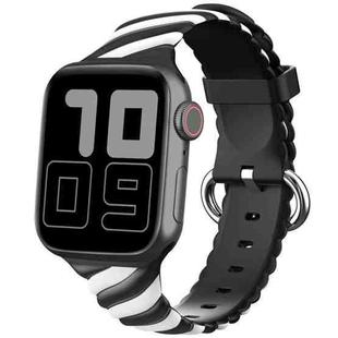 Two-color Twist Silicone Watch Band For Apple Watch Ultra 49mm&Watch Ultra 2 49mm / Series 9&8&7 45mm / SE 3&SE 2&6&SE&5&4 44mm / 3&2&1 42mm(Black White)