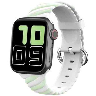 Two-color Twist Silicone Watch Band For Apple Watch Ultra 49mm&Watch Ultra 2 49mm / Series 9&8&7 45mm / SE 3&SE 2&6&SE&5&4 44mm / 3&2&1 42mm(Macaron Green White)