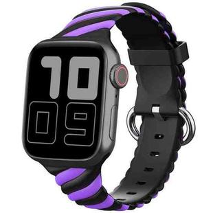 Two-color Twist Silicone Watch Band For Apple Watch Ultra 49mm&Watch Ultra 2 49mm / Series 9&8&7 45mm / SE 3&SE 2&6&SE&5&4 44mm / 3&2&1 42mm(Purple Black)