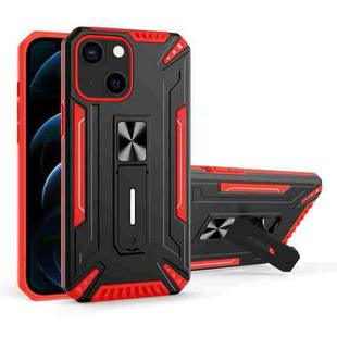 War-god Armor TPU + PC Shockproof Magnetic Protective Case with Folding Holder For iPhone 13(Red+Black)