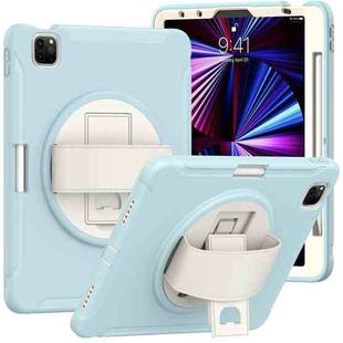 360 Rotation PC + TPU ablet Case with Holder & Strap For iPad Air 2020 / 2022 10.9 / Pro 11 2022 / 2021 / 2020 / 2018(Ice Blue)