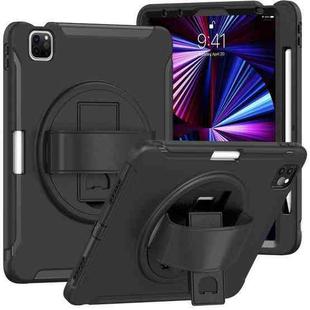 360 Rotation PC + TPU ablet Case with Holder & Strap For iPad Air 2020 / 2022 10.9 / Pro 11 2022 / 2021 / 2020 / 2018(Black)