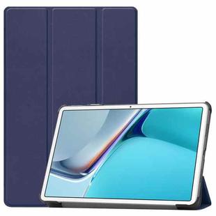 For Huawei MatePad 11 2021 Custer Texture Horizontal Flip Leather Case with Three-folding Holder & Sleep / Wake-up Function(Blue)