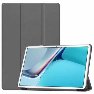 For Huawei MatePad 11 2021 Custer Texture Horizontal Flip Leather Case with Three-folding Holder & Sleep / Wake-up Function(Grey)