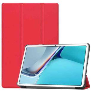 For Huawei MatePad 11 2021 Custer Texture Horizontal Flip Leather Case with Three-folding Holder & Sleep / Wake-up Function(Red)