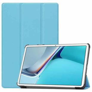 For Huawei MatePad 11 2021 Custer Texture Horizontal Flip Leather Case with Three-folding Holder & Sleep / Wake-up Function(Sky Blue)