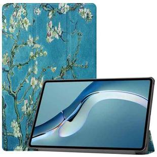 For Huawei MatePad Pro 12.6 2021 Custer Painted PU Leather Case with Sleep / Wake-up Function & 3-Fold Holder(Apricot Blossom)