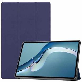 For Huawei MatePad Pro 12.6 2021 Custer Texture Horizontal Flip Leather Case with Three-folding Holder & Sleep / Wake-up Function(Blue)