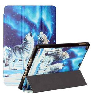 Silk Texture Colored Drawing Pattern Horizontal Flip Magnetic PU Leather Case with Three-folding Holder & Sleep / Wake-up Function For iPad 9.7 2018 / 2017 / Air / Air 2(Snow Wolf)