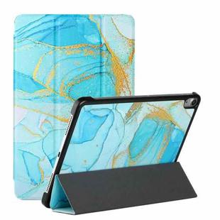 Silk Texture Colored Drawing Pattern Horizontal Flip Magnetic PU Leather Case with Three-folding Holder & Sleep / Wake-up Function For iPad Air 10.9 2020(Marble Sands Blue)
