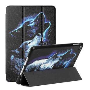 Silk Texture Colored Drawing Pattern Horizontal Flip Magnetic PU Leather Case with Three-folding Holder & Sleep / Wake-up Function For iPad 5 / 4 / 3 / 2 / 1(Starry Wolf)