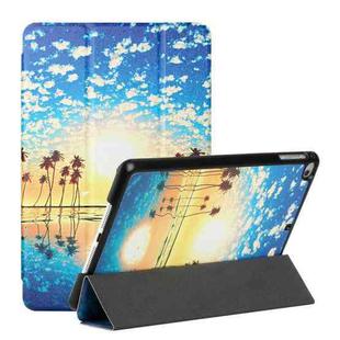 Silk Texture Colored Drawing Pattern Horizontal Flip Magnetic PU Leather Case with Three-folding Holder & Sleep / Wake-up Function For iPad 5 / 4 / 3 / 2 / 1(Seaside Sunrise)