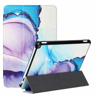 For Amazon Kindle Fire HD10 2021/HD10 Plus 2021 Silk Texture Colored Drawing Pattern Horizontal Flip Magnetic PU Leather Case with Three-folding Holder & Sleep / Wake-up Function(Marble Shiratama Blue)
