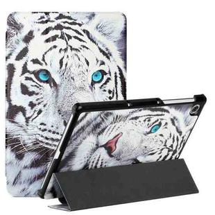 For Lenovo Tab M10 HD 2nd Gen TB-X306F/X306X Silk Texture Colored Drawing Pattern Horizontal Flip Magnetic PU Leather Case with Three-folding Holder & Sleep / Wake-up Function(Tiger)