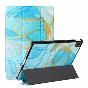 For Lenovo Tab P11 J606F / Lenovo Pad Silk Texture Colored Drawing Pattern Horizontal Flip Magnetic PU Leather Case with Three-folding Holder & Sleep / Wake-up Function(Marble Sands Blue)