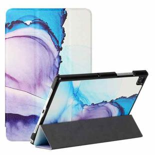 For Samsung Galaxy Tab A7 10.4 2020 T500/T505 Silk Texture Colored Drawing Pattern Horizontal Flip Magnetic PU Leather Case with Three-folding Holder & Sleep / Wake-up Function(Marble Shiratama Blue)