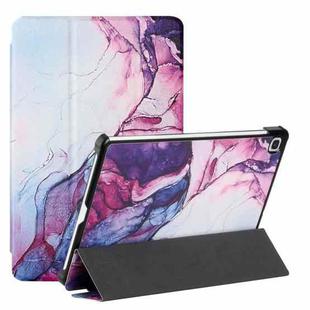 For Samsung Galaxy Tab S6 Lite SM P610/T615 Silk Texture Colored Drawing Pattern Horizontal Flip Magnetic PU Leather Case with Three-folding Holder & Sleep / Wake-up Function(Marble Shiratama Purple)