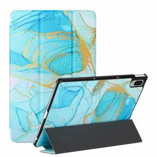 For Lenovo Tab P11 Pro 11.5 J706F / Pad Pro Silk Texture Colored Drawing Pattern Horizontal Flip Magnetic PU Leather Case with Three-folding Holder & Sleep / Wake-up Function(Marble Sands Blue)