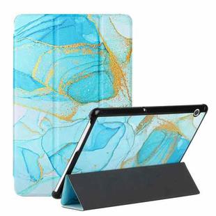 For Huawei MediaPad T5 10.1 / MediaPad M5 Silk Texture Colored Drawing Pattern Horizontal Flip Magnetic PU Leather Case with Three-folding Holder(Marble Sands Blue)