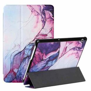 For Huawei MediaPad T5 10.1 / MediaPad M5 Silk Texture Colored Drawing Pattern Horizontal Flip Magnetic PU Leather Case with Three-folding Holder(Marble Shiratama Purple)
