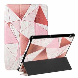 For Huawei MediaPad T5 10.1 / MediaPad M5 Silk Texture Colored Drawing Pattern Horizontal Flip Magnetic PU Leather Case with Three-folding Holder(Marble Stitching Sand Pink)