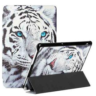 For Huawei MediaPad T5 10.1 / MediaPad M5 Silk Texture Colored Drawing Pattern Horizontal Flip Magnetic PU Leather Case with Three-folding Holder(Tiger)