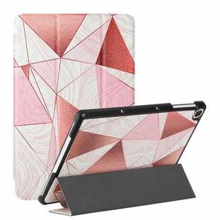 For Huawei Enjoy Tablet 2 / MatePad T 10S / T10 Silk Texture Colored Drawing Pattern Horizontal Flip Magnetic PU Leather Case with Three-folding Holder(Marble Stitching Sand Pink)