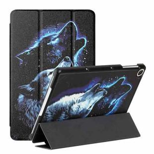 For Huawei Enjoy Tablet 2 / MatePad T 10S / T10 Silk Texture Colored Drawing Pattern Horizontal Flip Magnetic PU Leather Case with Three-folding Holder(Snow Wolf)