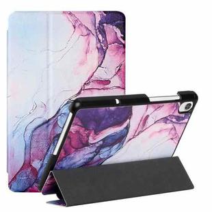 For Lenovo Tab M8 FHD TB 8705F/8705X/8505X Silk Texture Colored Drawing Pattern Horizontal Flip Magnetic PU Leather Case with Three-folding Holder(Marble Shiratama Purple)
