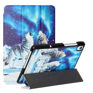 For Lenovo Tab M8 FHD TB 8705F/8705X/8505X Silk Texture Colored Drawing Pattern Horizontal Flip Magnetic PU Leather Case with Three-folding Holder(Snow Wolf)