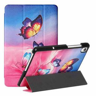 For Lenovo Tab M8 FHD TB 8705F/8705X/8505X Silk Texture Colored Drawing Pattern Horizontal Flip Magnetic PU Leather Case with Three-folding Holder(Galaxy Butterfly)