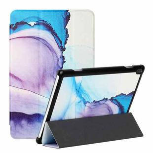 For Lenovo Tab M10 TB-X505F/X605F Silk Texture Colored Drawing Pattern Horizontal Flip Magnetic PU Leather Case with Three-folding Holder(Marble Shiratama Blue)