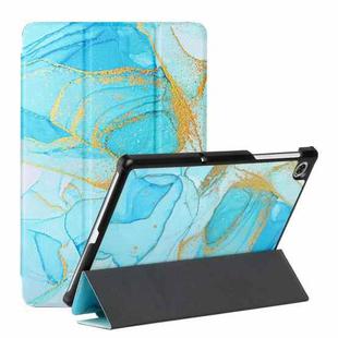 For Lenovo M10 Plus X606F 10.3 Silk Texture Colored Drawing Pattern Horizontal Flip Magnetic PU Leather Case with Three-folding Holder(Marble Sands Blue)