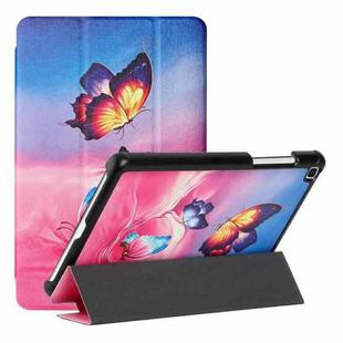 For Samsung Galaxy Tab A 8.0 2019 T290/T295/T297 Silk Texture Colored Drawing Pattern Horizontal Flip Magnetic PU Leather Case with Three-folding Holder(Galaxy Butterfly)
