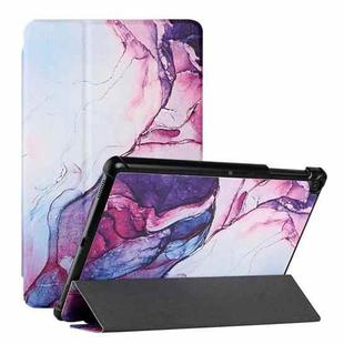 For Samsung Galaxy Tab A 10.1 2019 T510 Silk Texture Colored Drawing Pattern Horizontal Flip Magnetic PU Leather Case with Three-folding Holder(Marble Shiratama Purple)