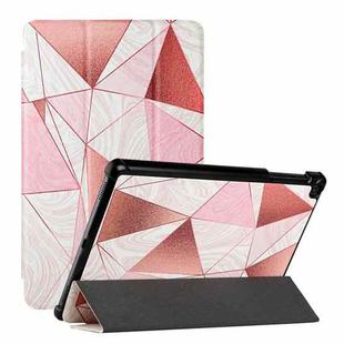 For Samsung Galaxy Tab A 10.1 2019 T510 Silk Texture Colored Drawing Pattern Horizontal Flip Magnetic PU Leather Case with Three-folding Holder(Marble Stitching Sand Pink)