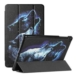 For Samsung Galaxy Tab A 10.1 2019 T510 Silk Texture Colored Drawing Pattern Horizontal Flip Magnetic PU Leather Case with Three-folding Holder(Starry Wolf)