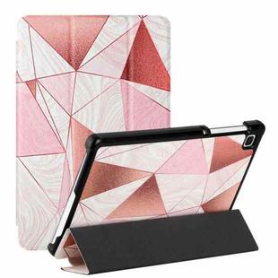 For Samsung Galaxy Tab A7 Lite 8.7 T220/T225 Silk Texture Colored Drawing Pattern Horizontal Flip Magnetic PU Leather Case with Three-folding Holder(Marble Stitching Sand Pink)