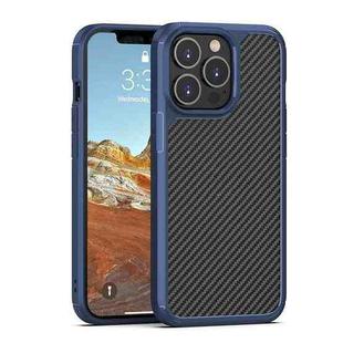 For iPhone 13 Pro Max Pioneer Carbon Fiber Texture Shockproof TPU + PC Case (Blue)