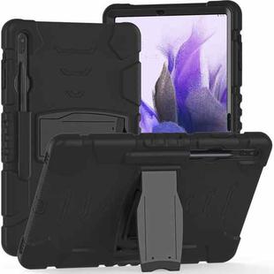 For Samsung Galaxy Tab S7+/ Tab S7 FE / Tab S8+ 3-Layer Protection Screen Frame + PC + Silicone Combination Case with Holder(Black+Black)