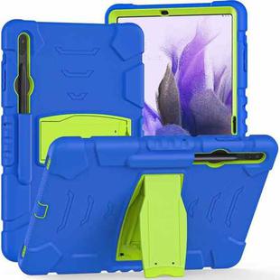 For Samsung Galaxy Tab S7+/ Tab S7 FE / Tab S8+ 3-Layer Protection Screen Frame + PC + Silicone Combination Case with Holder(Blue+Lime)