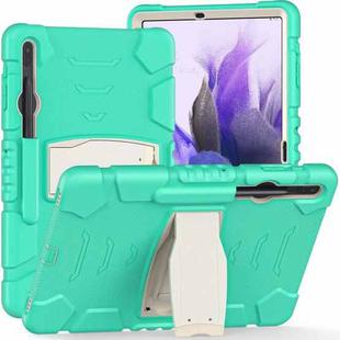 For Samsung Galaxy Tab S7+/ Tab S7 FE / Tab S8+ 3-Layer Protection Screen Frame + PC + Silicone Combination Case with Holder(Mint Green)