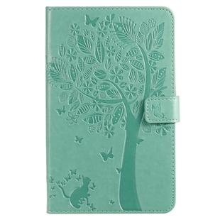 For Galaxy Tab A 8.0 & S Pen (2019) Pressed Printing Cat and Tree Pattern Horizontal Flip Leather Case with Holder & Card Slots & Wallet(Green)