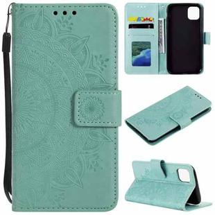 For iPhone 13 Pro Totem Flower Embossed Horizontal Flip TPU + PU Leather Case with Holder & Card Slots & Wallet (Green)